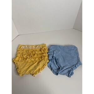 Posh Peanut Lucia Bummie Yellow and Blue 12-18 Months Ruffle Bottoms Cover